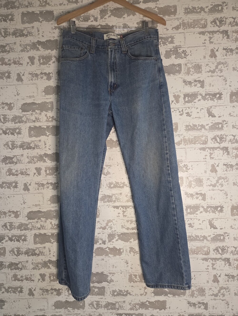 Levi’s 505 Regular Fit Jeans Men W32 L32 Blue Medium Wash Denim Blank Red Tab